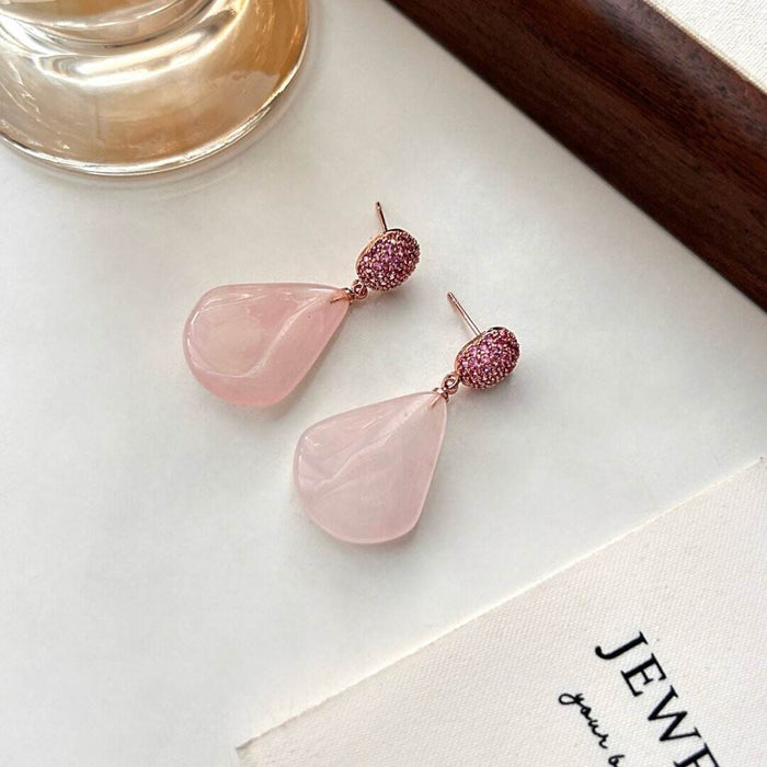 Wholesale Fashionable water droplet shaped natural earrings with a simple and niche design, inlaid with earrings