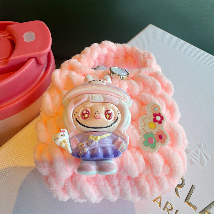 Wholesale Cute fresh sweet cartoon little monster plush woven coin purse