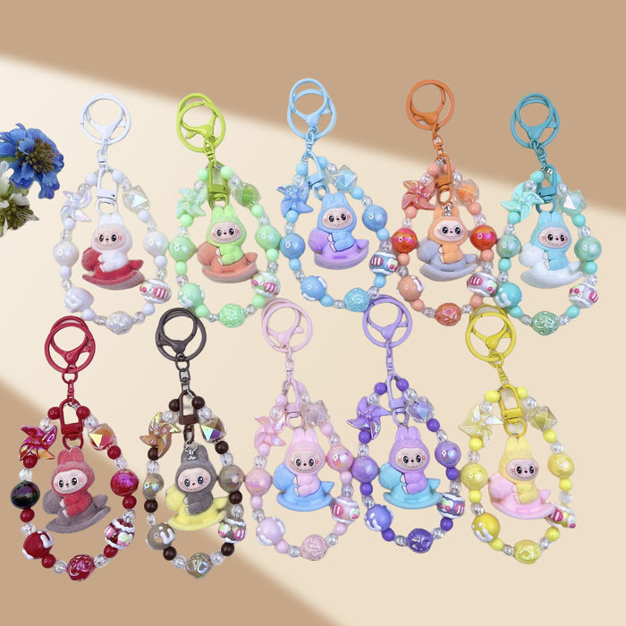 Wholesale Flocked Wizard Beaded Keychain