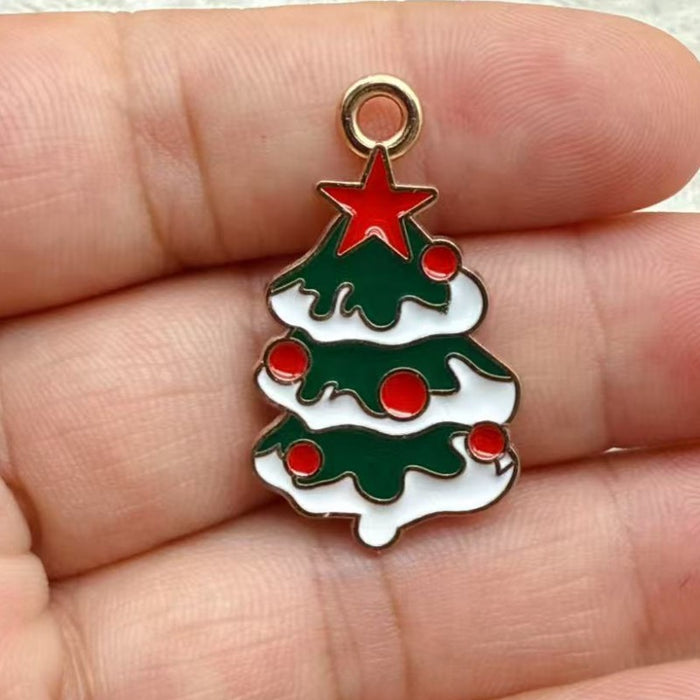 Wholesale 10pcs New oil-drip Christmas-themed alloy accessories  cartoon snowman  reindeer,   DIY pendant accessories