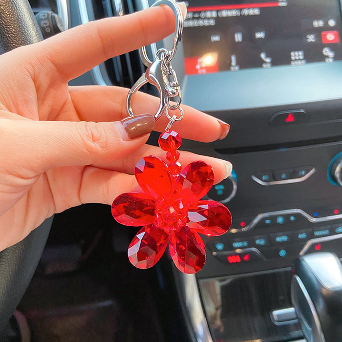 Wholesale Crystal Six Petal Flower Keychain JDC-KC-LX057