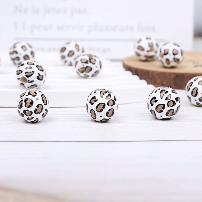 Wholesale 16mm Leopard Pattern Wooden Bead Set JDC-BDS-TianYue011