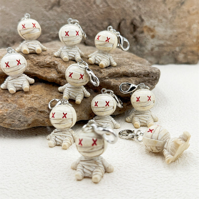 Wholesale  Mummy Design Resin Pendant 3D Cartoon Charm For Bag Keychain Gift