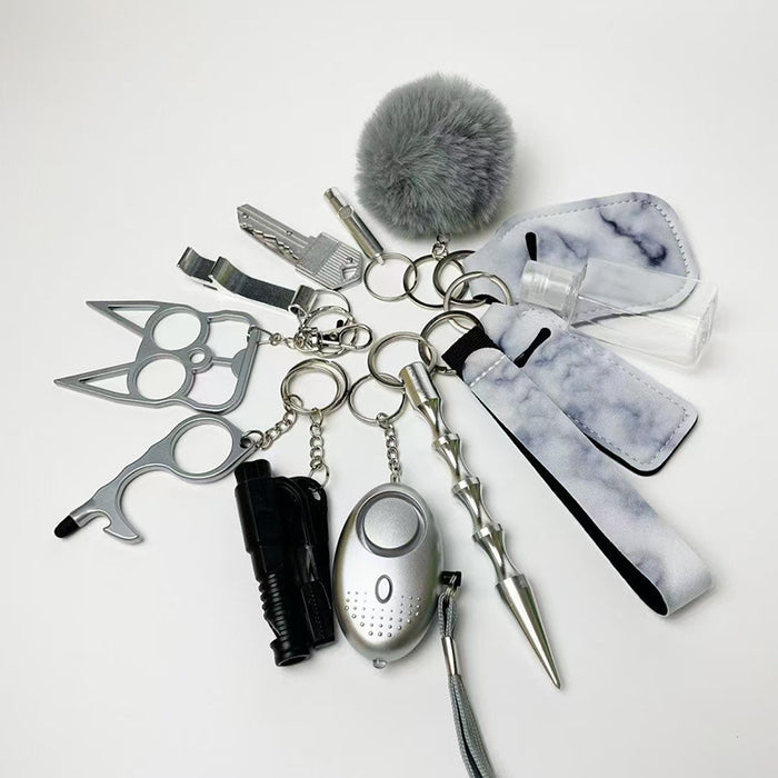 Wholesale Black Alloy Multifunctional 13 Piece Self Defense Keychain Set Outdoor Keyring Gift Everyday Carry Resale