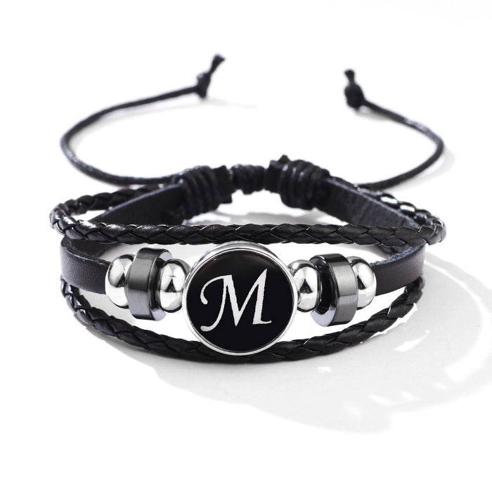 Wholesale 26 English Letters Leather Bracelet JDC-BT-QiN017