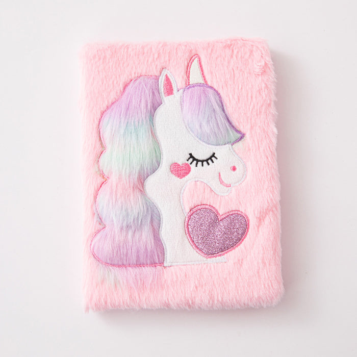 Wholesale Unicorn Plush Notebook Macaron Girl' s Heart Diary Student Cartoon Hand Ledger Wireless Glue Pack