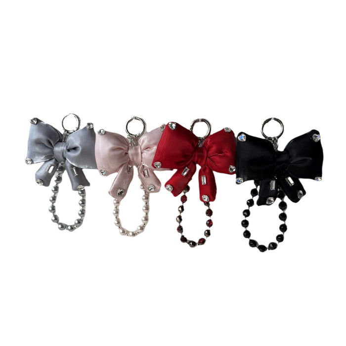 Wholesale Pearl String Bow Shiny Baroque Mobile Phone Hanging Pendant Keychain
