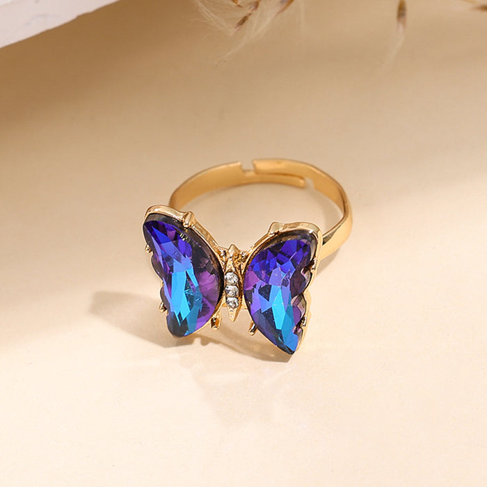 Wholesale Trendy Butterfly Jewelry Set Earrings Necklace Ring Alloy Fashion Accessory