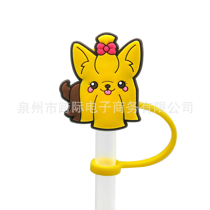 Wholesale 10pcs Silicone Cartoon Puppy Straw Cover JDC-SCR-KuaJ007