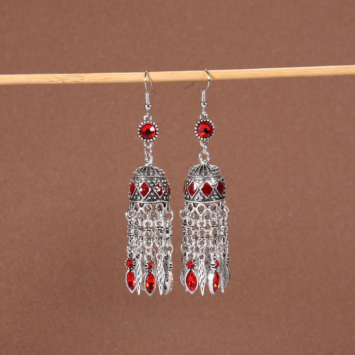 Wholesale Alloy Bohemian Tassel Long Ethnic Style Earrings JDC-ES-Gumi009