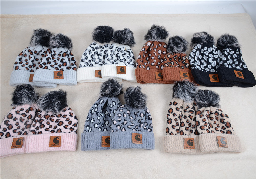 Wholesale Parent-child Leopard Print Warm Hat with Fleece (F) JDC-FH-KuT013