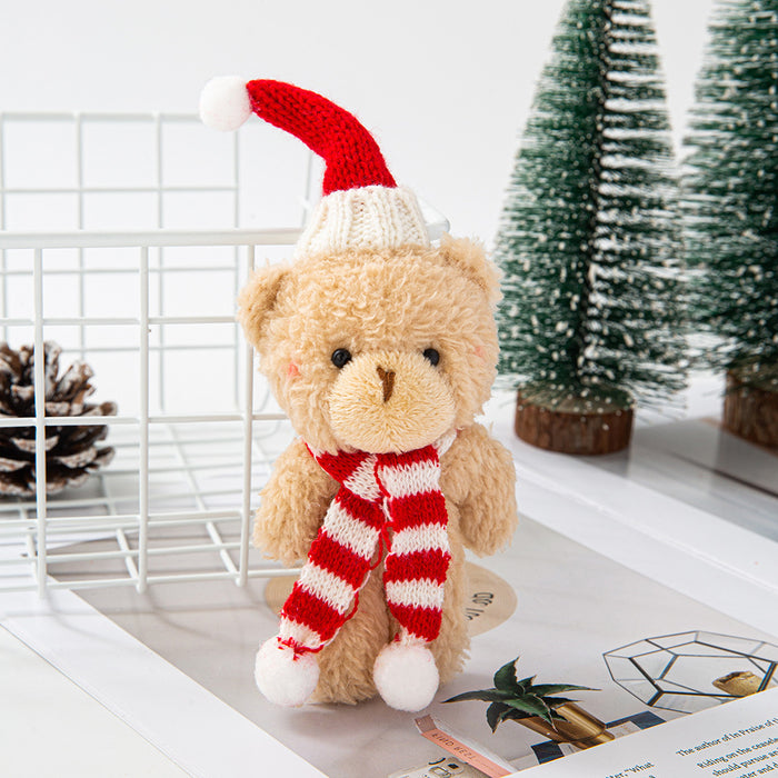 Wholesale Plush Bear Cloth Keychain with Green f and Peaked Hat for Christmas Gift Boutique MOQ≥2