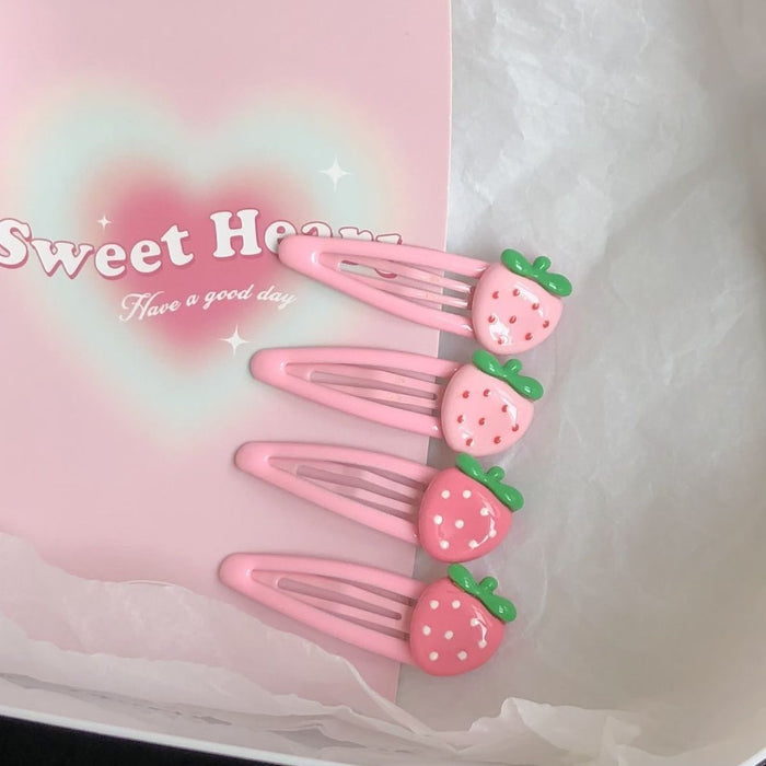 Wholesale smooth strawberry clip pink hair clip student bangs edge clip hair accessories