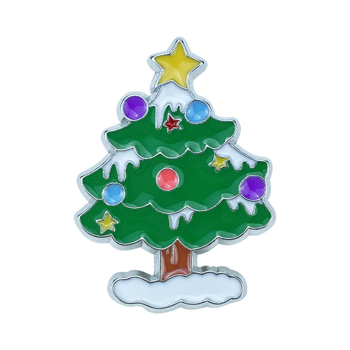 Wholesale Christmas Cartoon Brooch Set Santa Reindeer Tree Bell Zinc Alloy Pins Chic Holiday Party Accessor MOQ≥2y