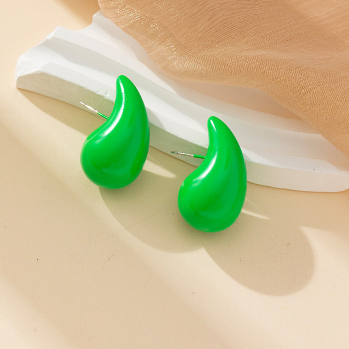 Wholesale Water droplet shaped earrings with a simple temperament and tear drop enamel anti allergic earrings