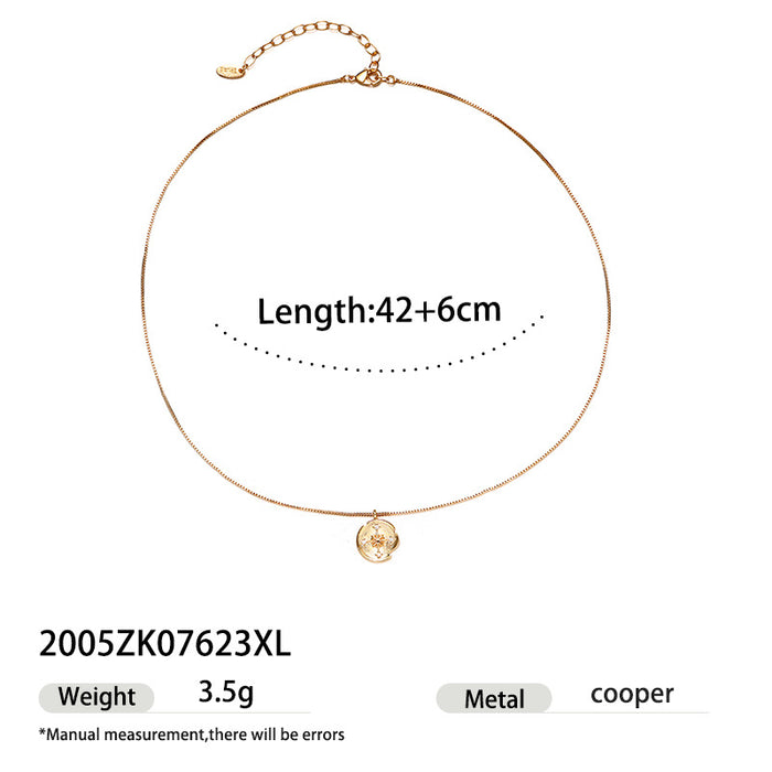 Wholesale Button pendant necklace, gold-plated collarbone chain
