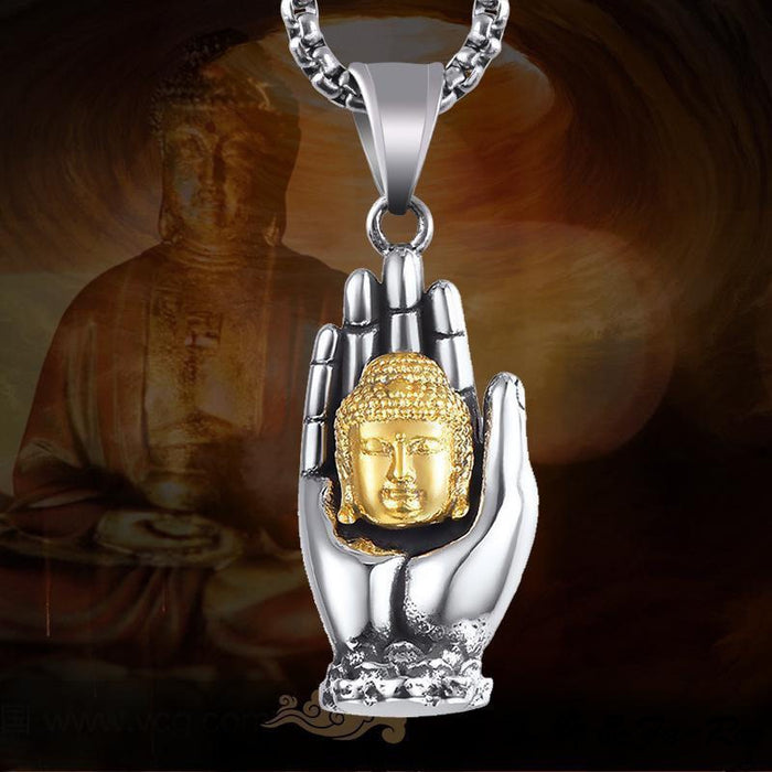 Wholesale Palm Buddha Titanium Steel Necklace JDC-NE-JuXing001