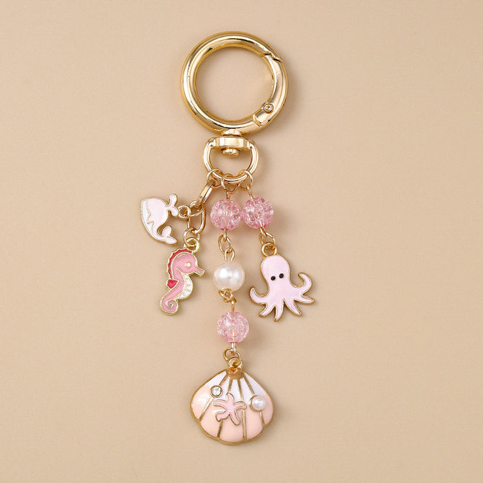 Wholesale Marine animal seahorse octopus metal keychain