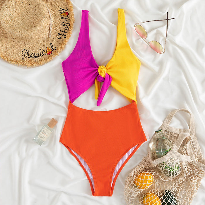 Wholesale Nylon Color Block One-piece Swimsuit JDC-SW-Chengm001