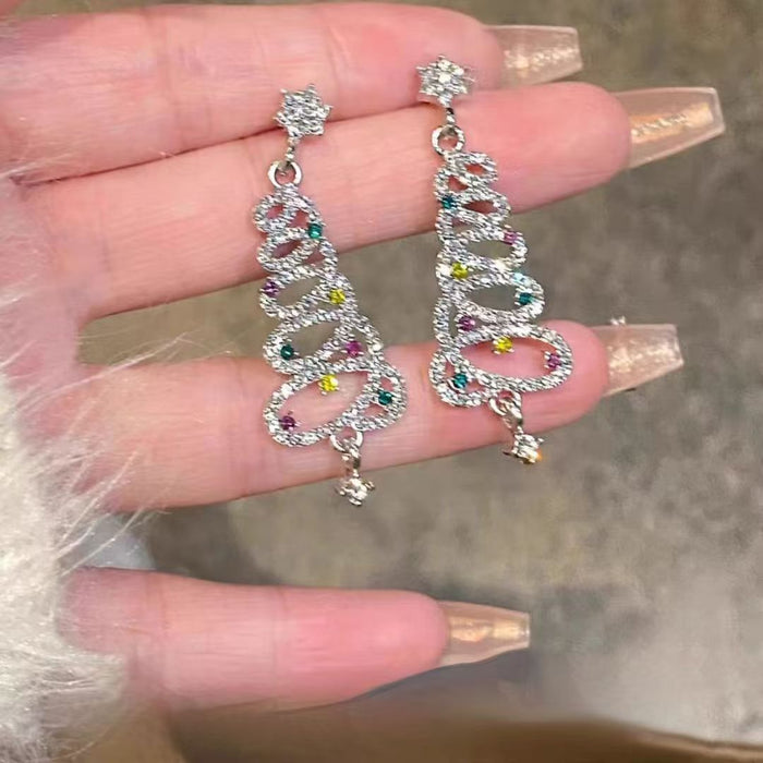 Wholesale Earrings Christmas Series Christmas Tree Earrings Niche Design Asymmetric Holiday Atmosphere Earrings