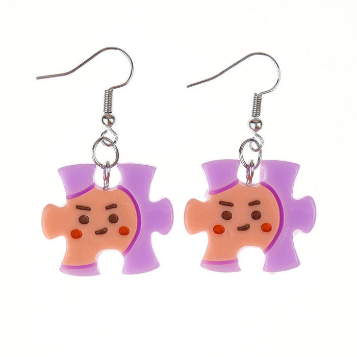 Wholesale Earrings Resin Fun Cute Colorful Cartoon Building Blocks Puzzle (M) JDC-ES-niqing016