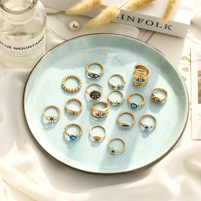 Wholesale Jewelry Oil Painting Gold Plated Devil's Eye Ring Personalized Electroplating Fashion Ring Opening