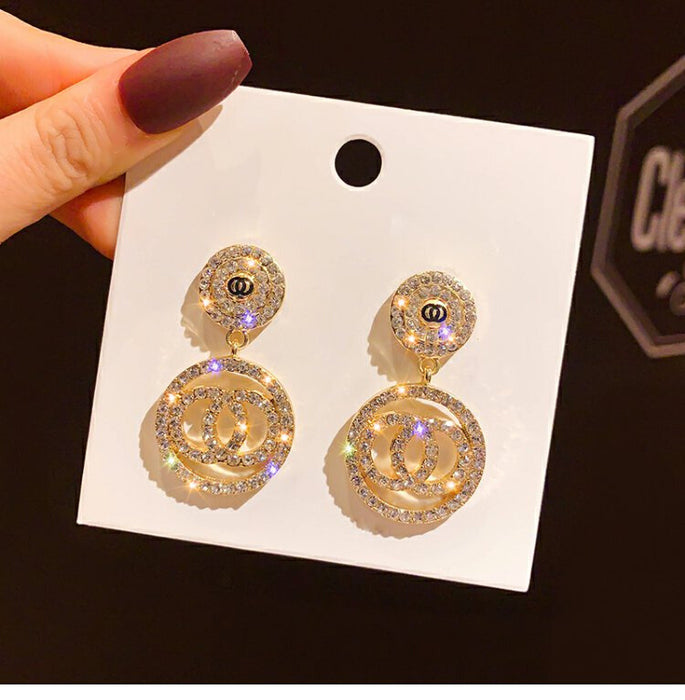 Wholesale Full Diamond Korean Temperament Earrings JDC-ES-Haow002