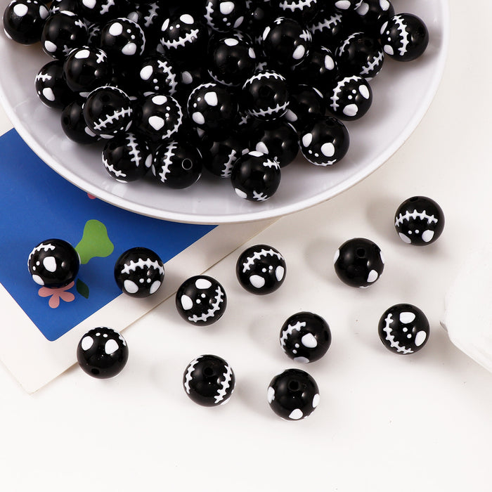 Wholesale 100pcs Acrylic Halloween Hand-painted Ghost Face Beads JDC-BDS-LiuXia002