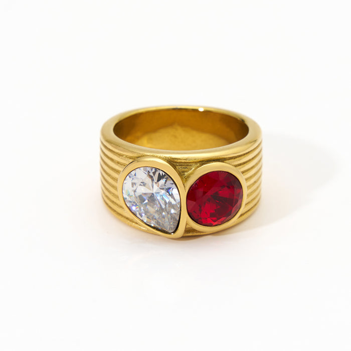 Wholesale Fashion, personality, temperament, stainless steel ring, niche design, zircon light luxury ring, color preserving bracelet