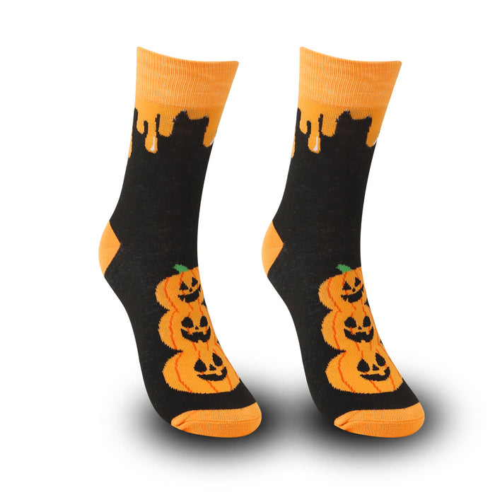 Wholesale Halloween large size Christmas pumpkin witch funny men' s long socks mid-tube casual socks women