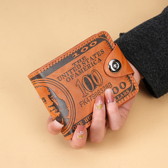 Wholesale PU Leather Men' s Short Wallet Retro Embossed Casual Gift