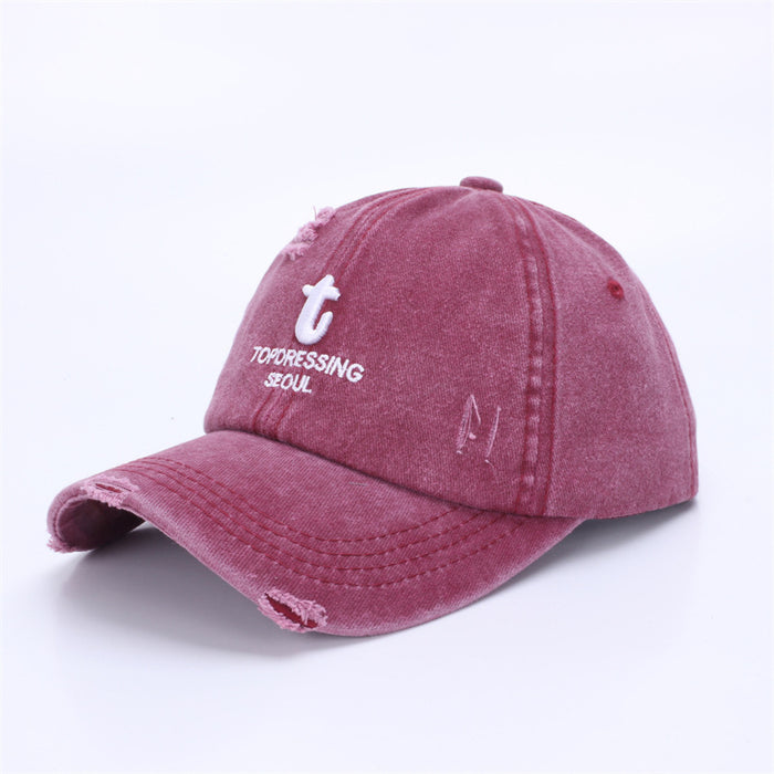 Wholesale New baseball cap, personalized, perforated, vintage sun hat, embroidered duckbill cap for spring and summer