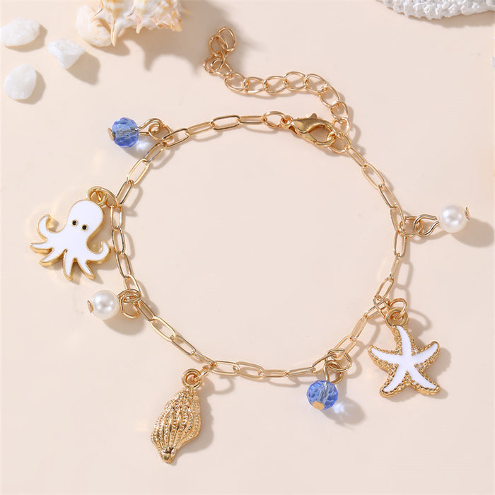 Wholesale Children's Bracelet Marine Conch Octopus Starfish Metal Pendant Hand Jewelry