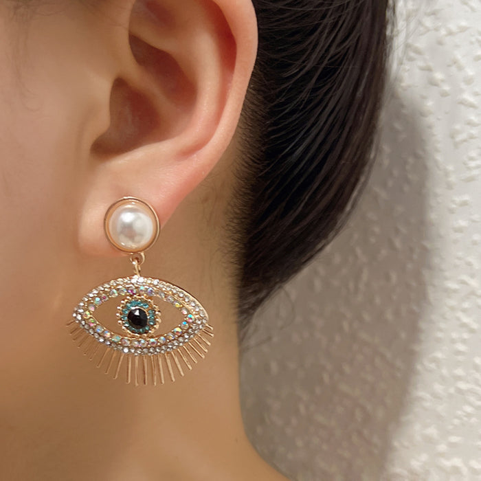 Wholesale Devil's Eye Alloy Diamond Earrings JDC-ES-YueLi017