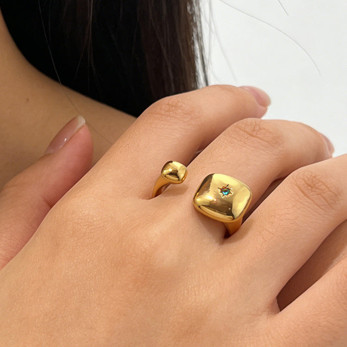 Wholesale Stainless Steel  Colorful Cubic Zirconia Adjustable Ring