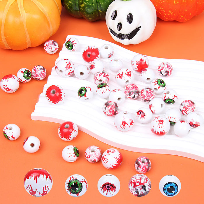 Wholesale 50PCS Halloween Blood Palm Blood Eyes Wooden Beads JDC-BDS-TianYue025