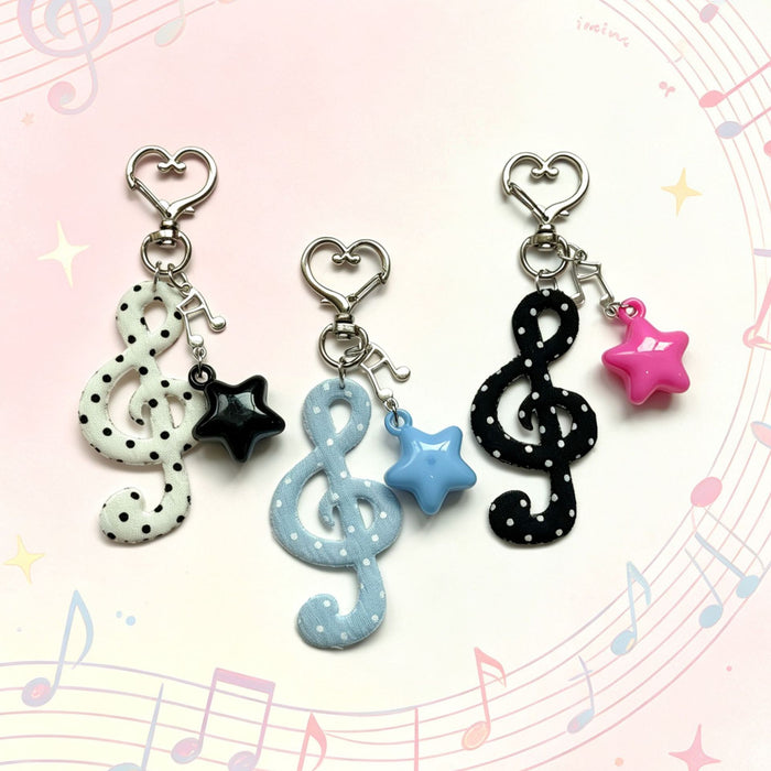 Wholesale Vintage Music Note Star Plush Keychain Bag Charm Chic Fashion Accessory