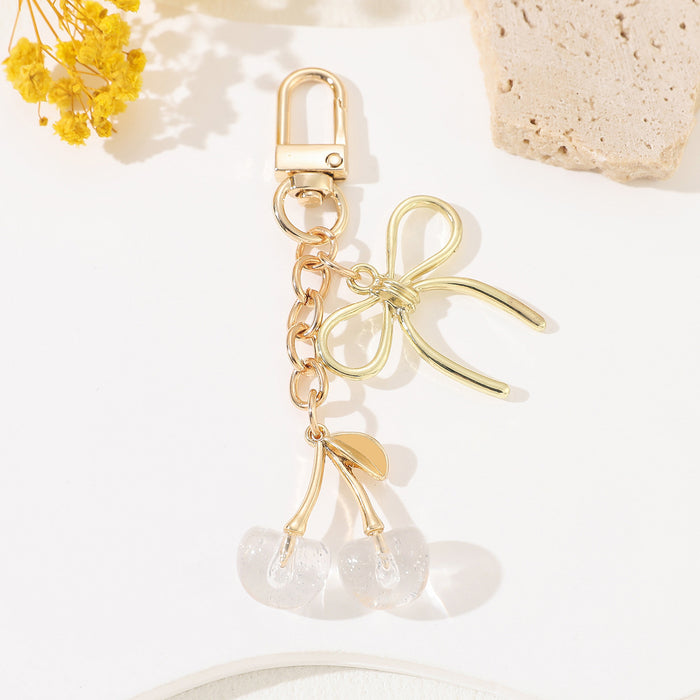 Wholesale Cherry Pendant Simulated Fruit Bow Keychain