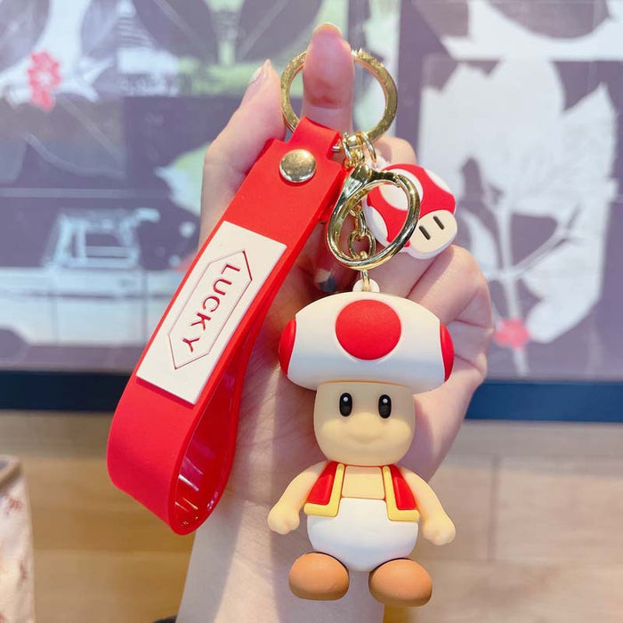 Creative Cartoon Game Mushroom PVC Soft Glue Keychains JDC-KC-JinB016