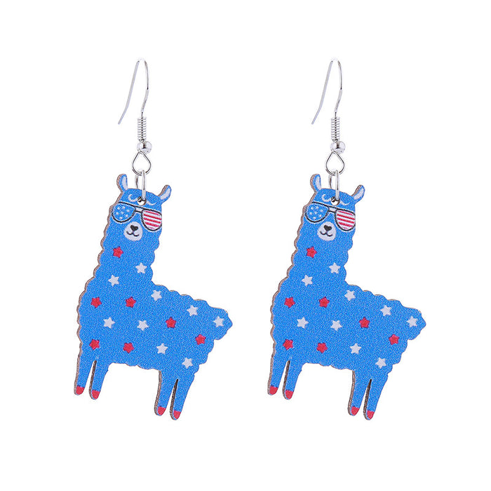 Wholesale Wooden Printed American Independence Day Earrings JDC-ES-ChouTteng013