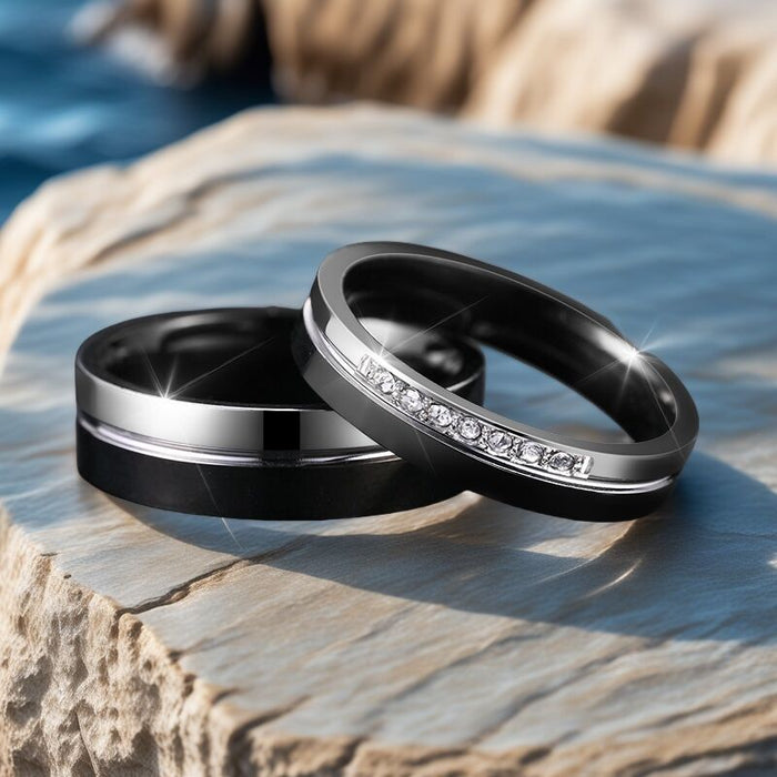 Wholesale Titanium steel zircon inlaid couple ring, temperament diamond ring, jewelry wholesale