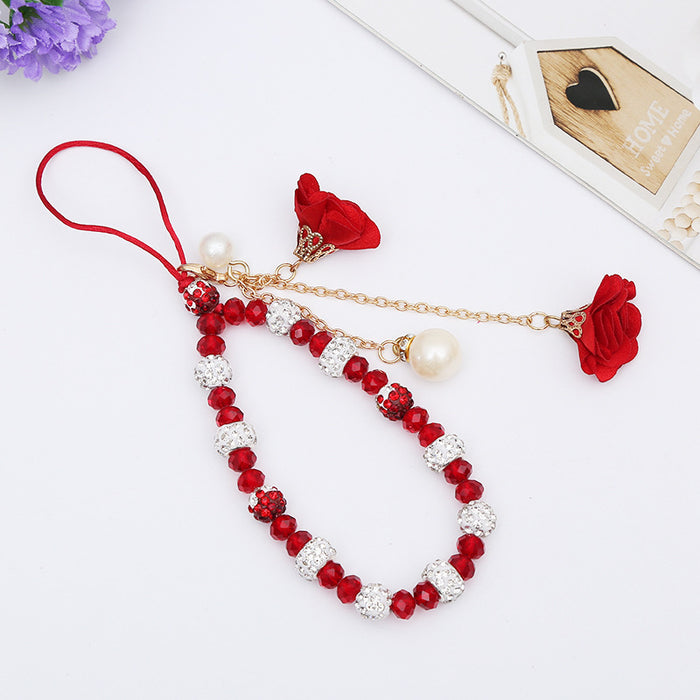 Wholesale Cropped Creative Plaster Flower Mobile Phone Lanyard Crystal Pendant Necklace Phone Case Charm Women's Accessories