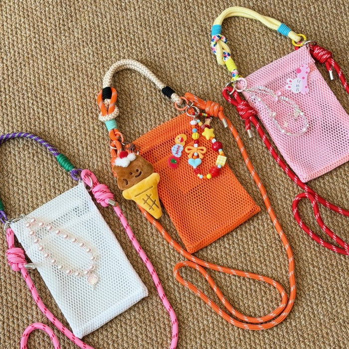 Wholesale Trendy Mesh Phone Bag Mint Green Crossbody Handbag MOQ≥2