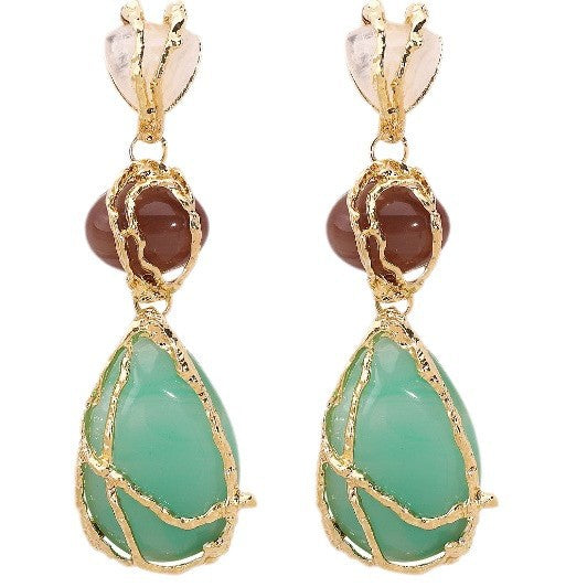 Wholesale Personalized and trendy multi-layer resin water droplet light luxury water droplet geometric exaggerated earrings