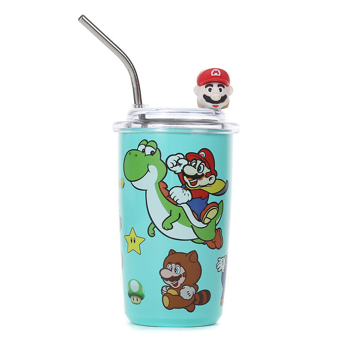 Wholesale Cute Cartoon Stainless Steel Portable Thermos Cup for Students with Straw