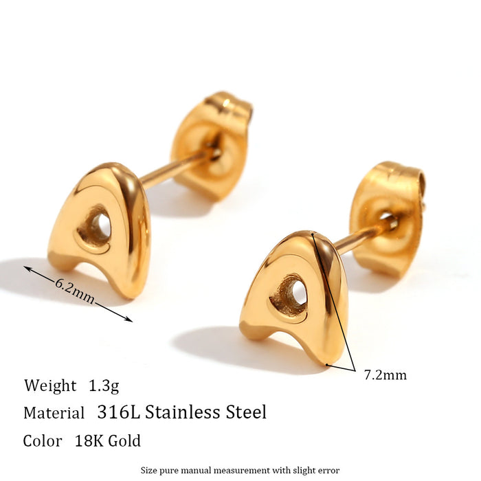 Wholesale Stainless Steel 18K Gold Plated Mini Bubble Letter Earrings JDC-ES-MengJ001