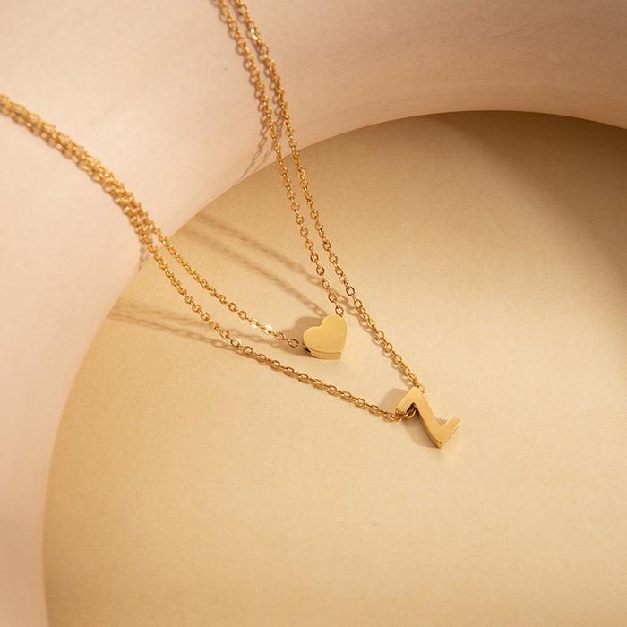 Wholesale 26 English Letters — Fade-Resistant Titanium Steel Clavicle Necklace
