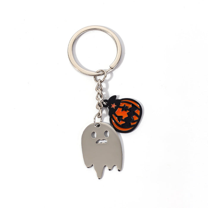 Wholesale Halloween Pumpkin Little Ghost Stainless Steel Keychain JDC-KC-QianC001