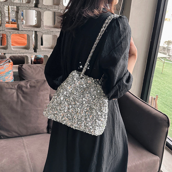 Wholesale Simple Evening Bag Summer New Sequin Bucket Bag Fashion Shoulder Underarm Bag Korean Version Women's Bag JDC-SD-TY002