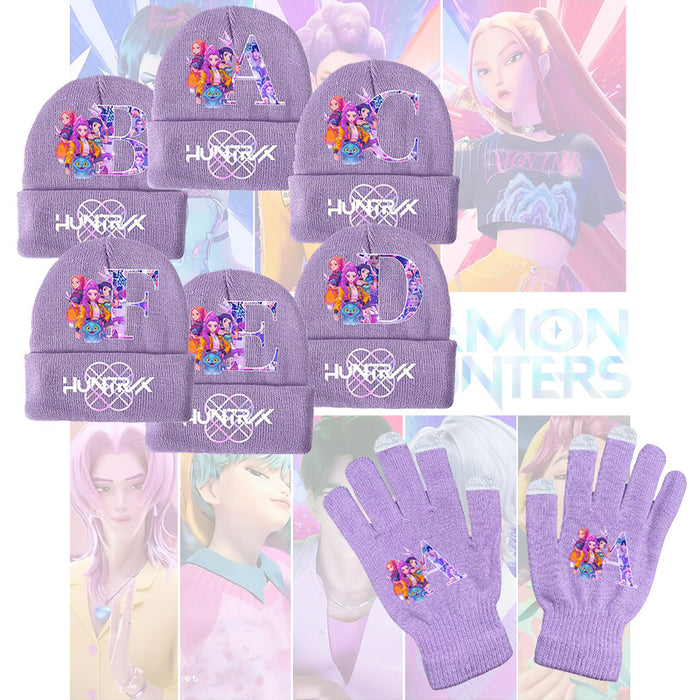 Wholesale KPOP Knitted Cartoon Letter Print hat